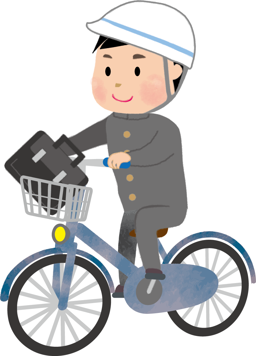 自転車通学の男子学生(中３～高３)無料イラスト62931に写真・文字を入れる