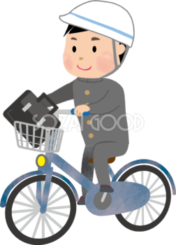 自転車通学の男子学生 中３ 高３ 無料イラスト62931 素材good