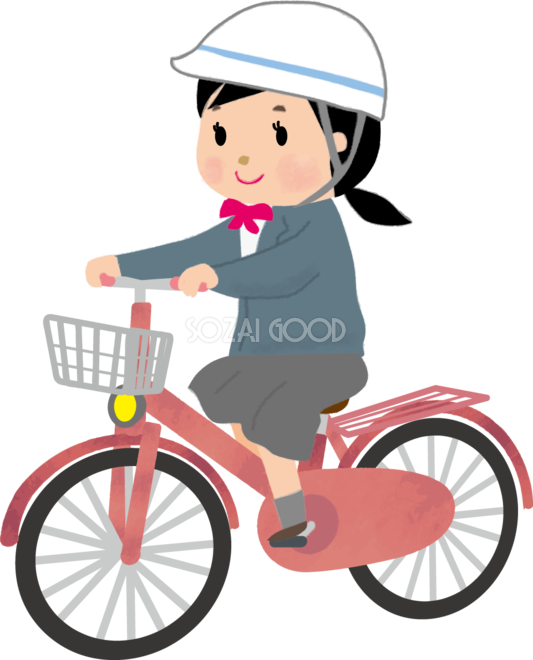 女子学生が自転車通学 中３ 高３ 無料イラスト62955 素材good