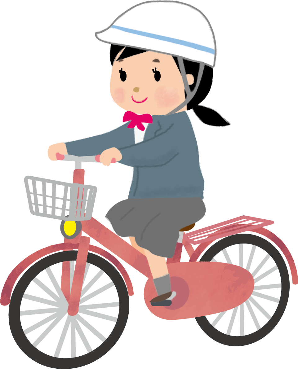 女子学生が自転車通学(中３～高３)無料イラスト62955に写真・文字を入れる