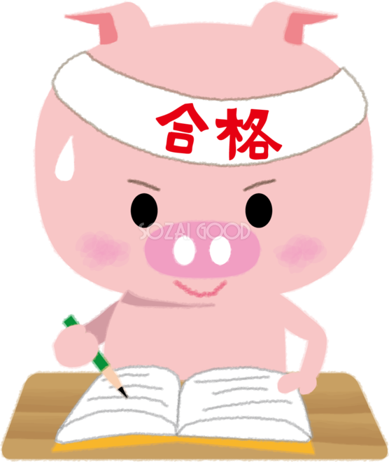 豚が受験勉強の無料イラスト629 素材good