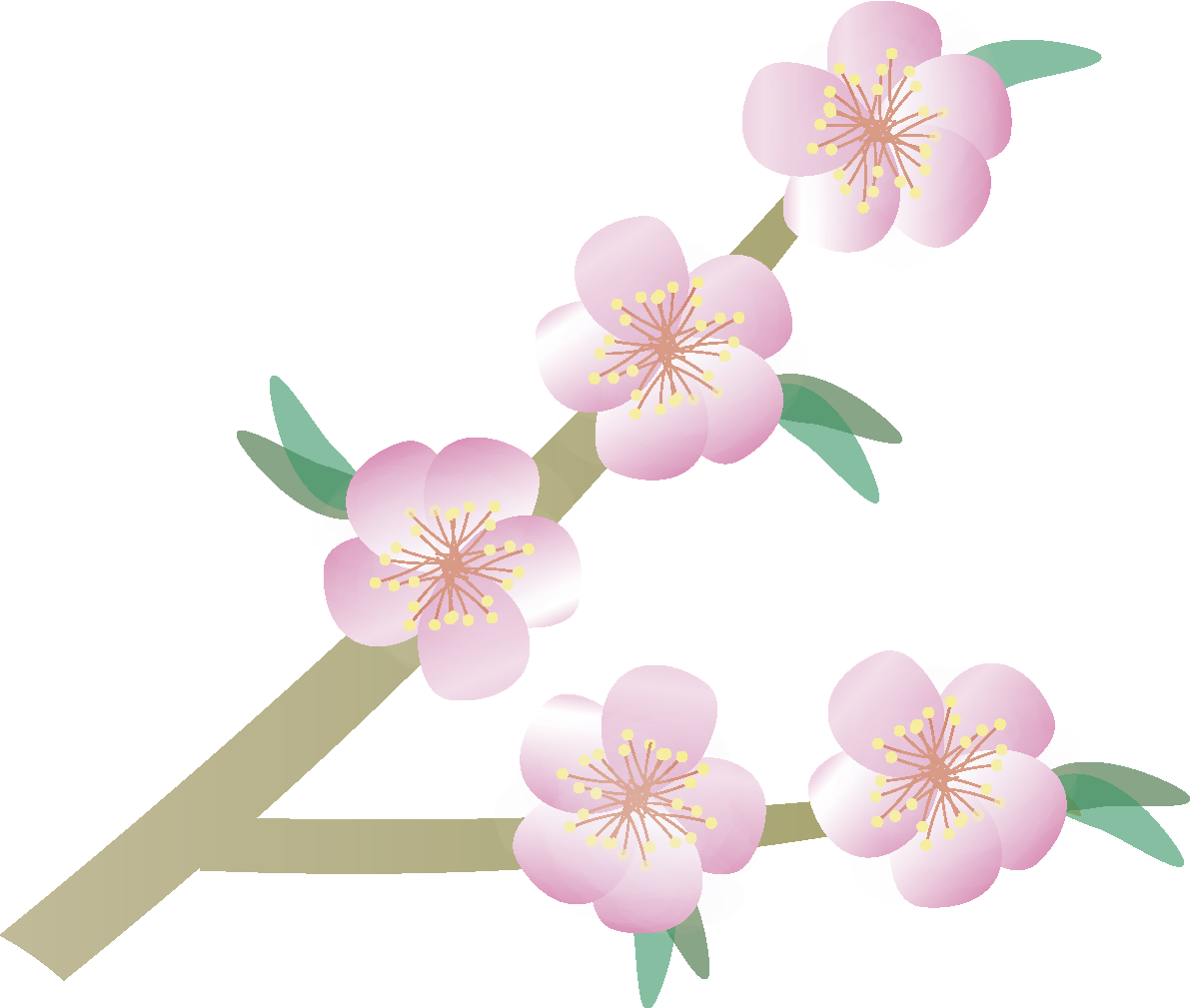 桃の花無料イラスト 春3~4月63685に写真・文字を入れる