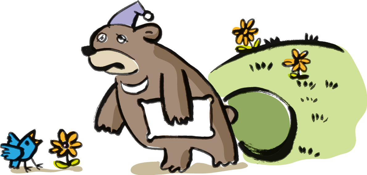 冬眠から覚めクマが寝惚けている春の無料イラスト63931に写真・文字を入れる