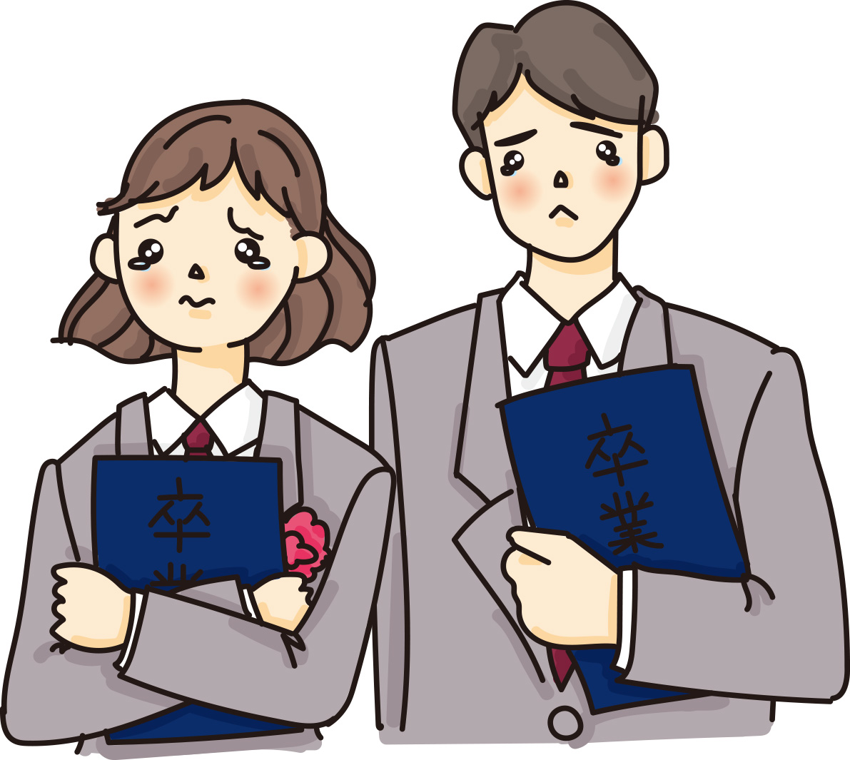 (中学生 高校生)卒業式に感動し泣きそうな無料イラスト64093に写真・文字を入れる