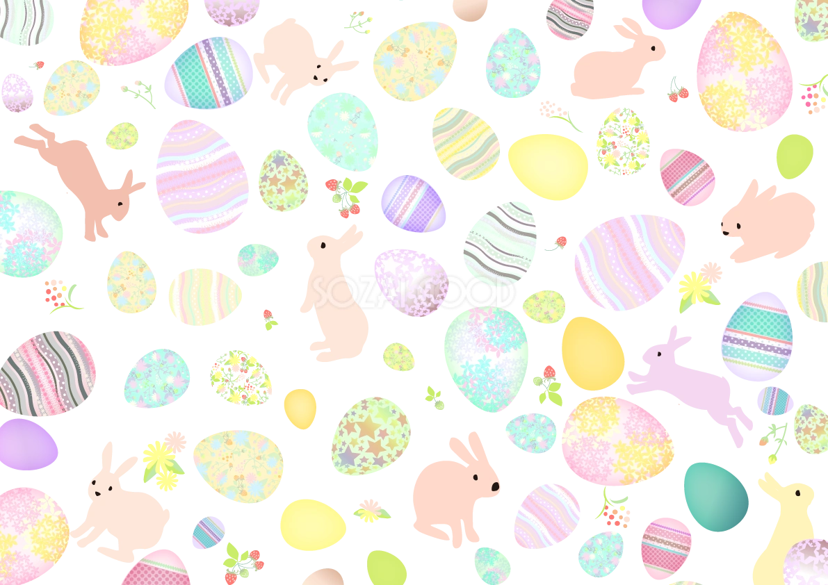 イースターのうさぎと卵の背景無料イラスト64432