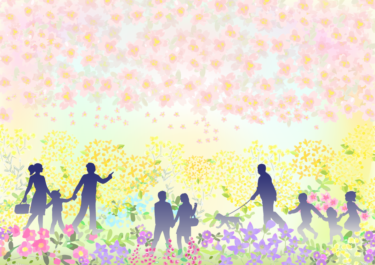 カラフルモノトーンな桜  背景無料イラスト64440に写真・文字を入れる