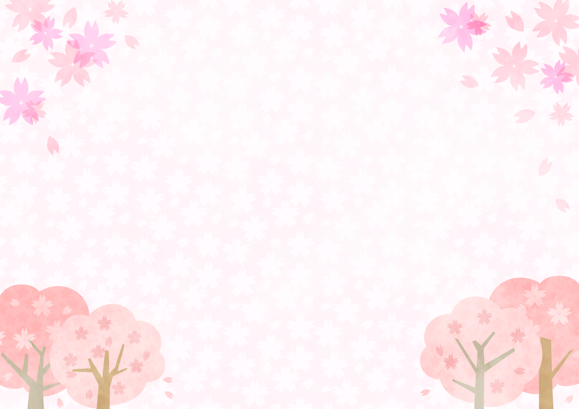 シンプルな桜の花を四隅にデザインした背景無料イラスト64448に写真・文字を入れる