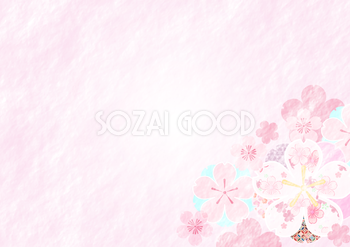 右下に濃いピンクの桜の型がある背景無料イラスト64456