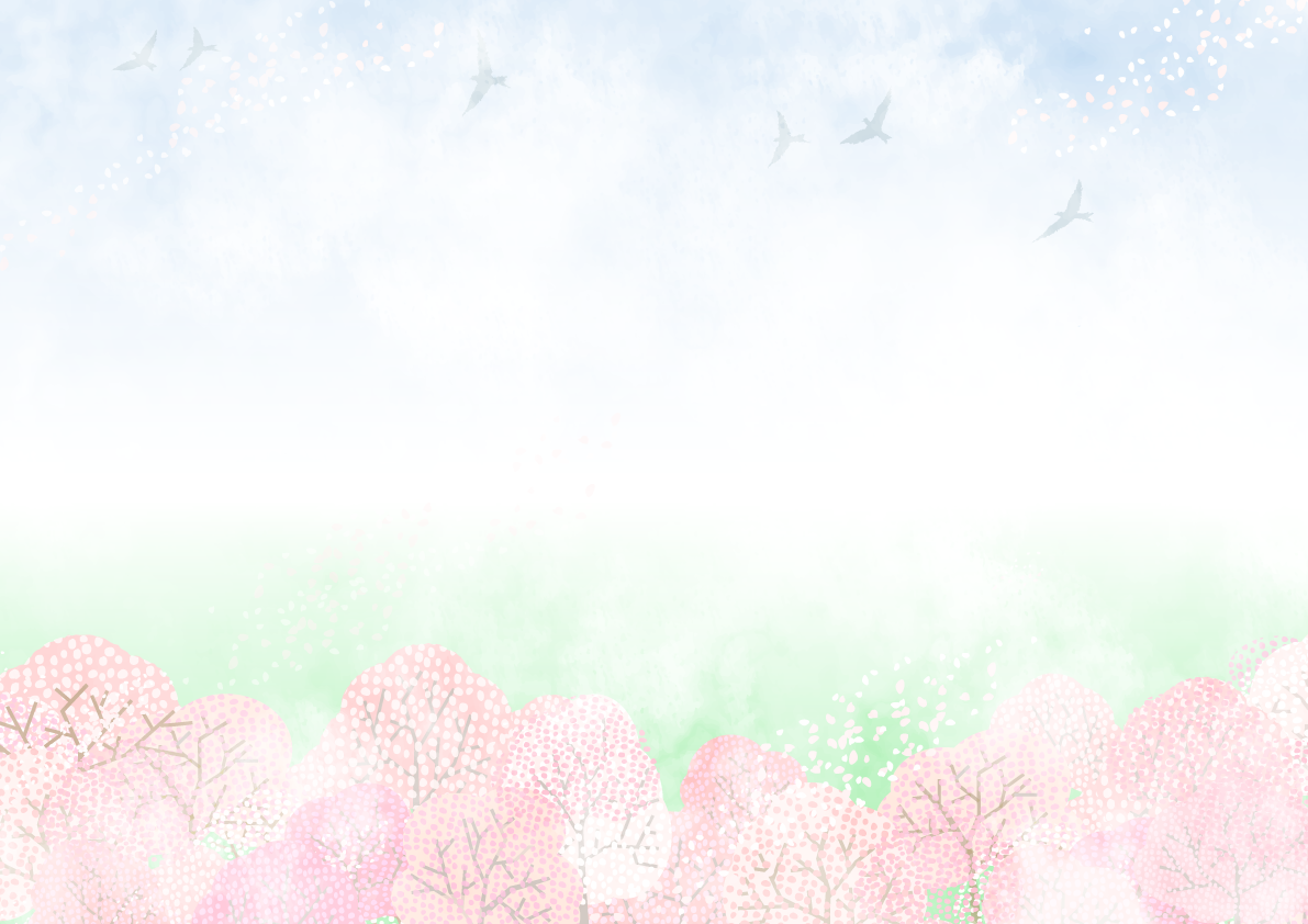 可愛い桜の木が並ぶ背景無料イラスト64460に写真・文字を入れる