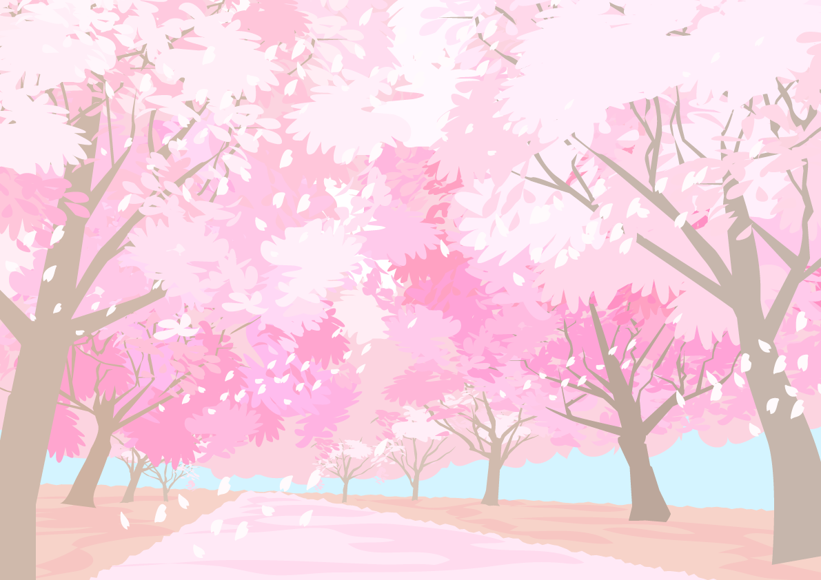 リアルな桜並木トンネルの綺麗な背景無料イラスト64472に写真・文字を入れる