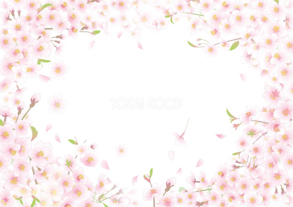 桜の花がおしゃれに咲く背景無料イラスト64476