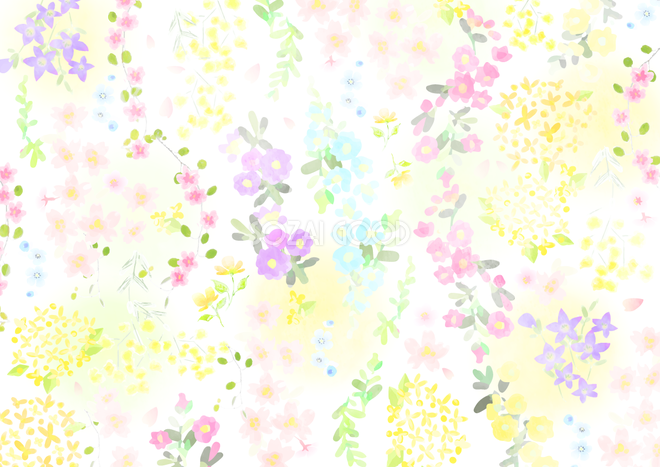 かわいい春の花のパステルカラー背景無料イラスト64500  素材Good