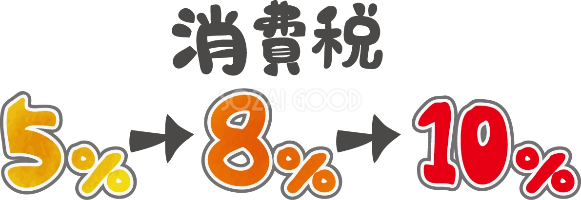 「消費税5%→8%→10%」文字タイトル無料イラスト64554