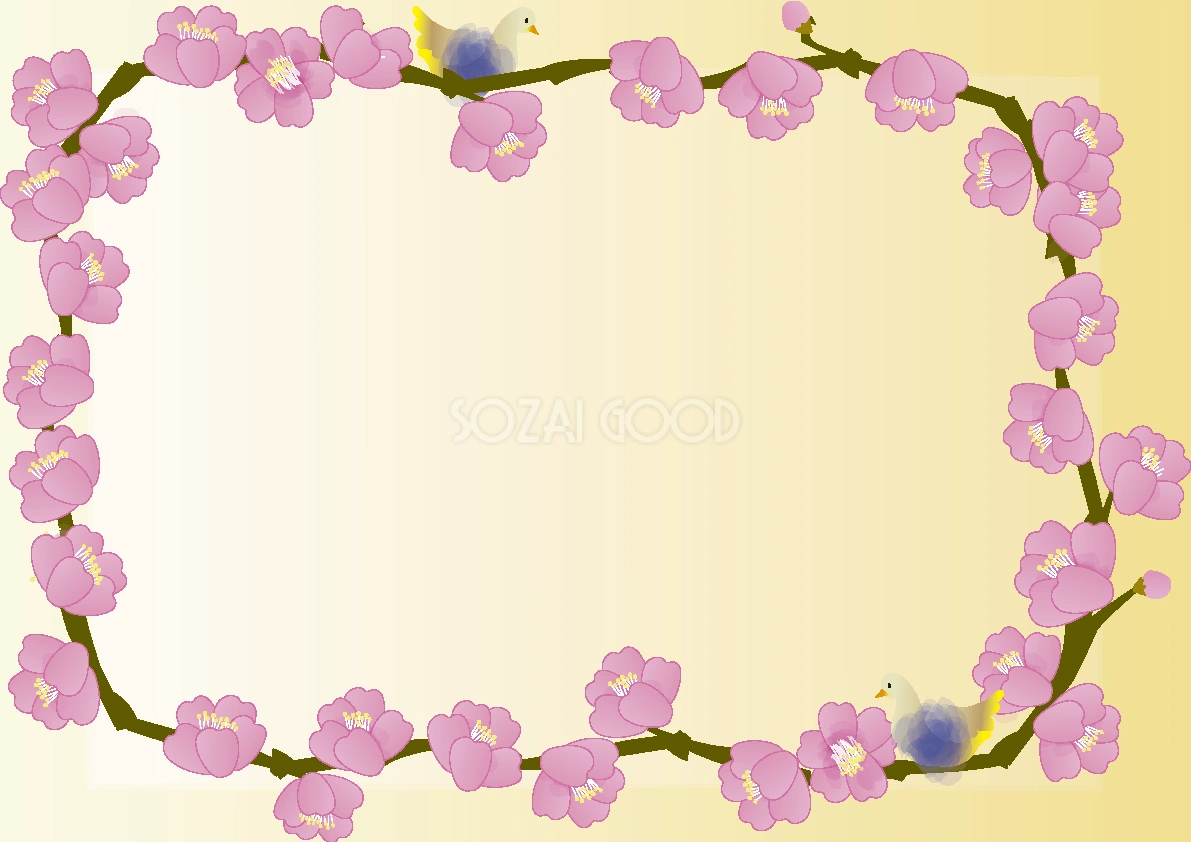 寒緋桜(かんひざくら) 春(3月)花フレーム無料イラスト64650