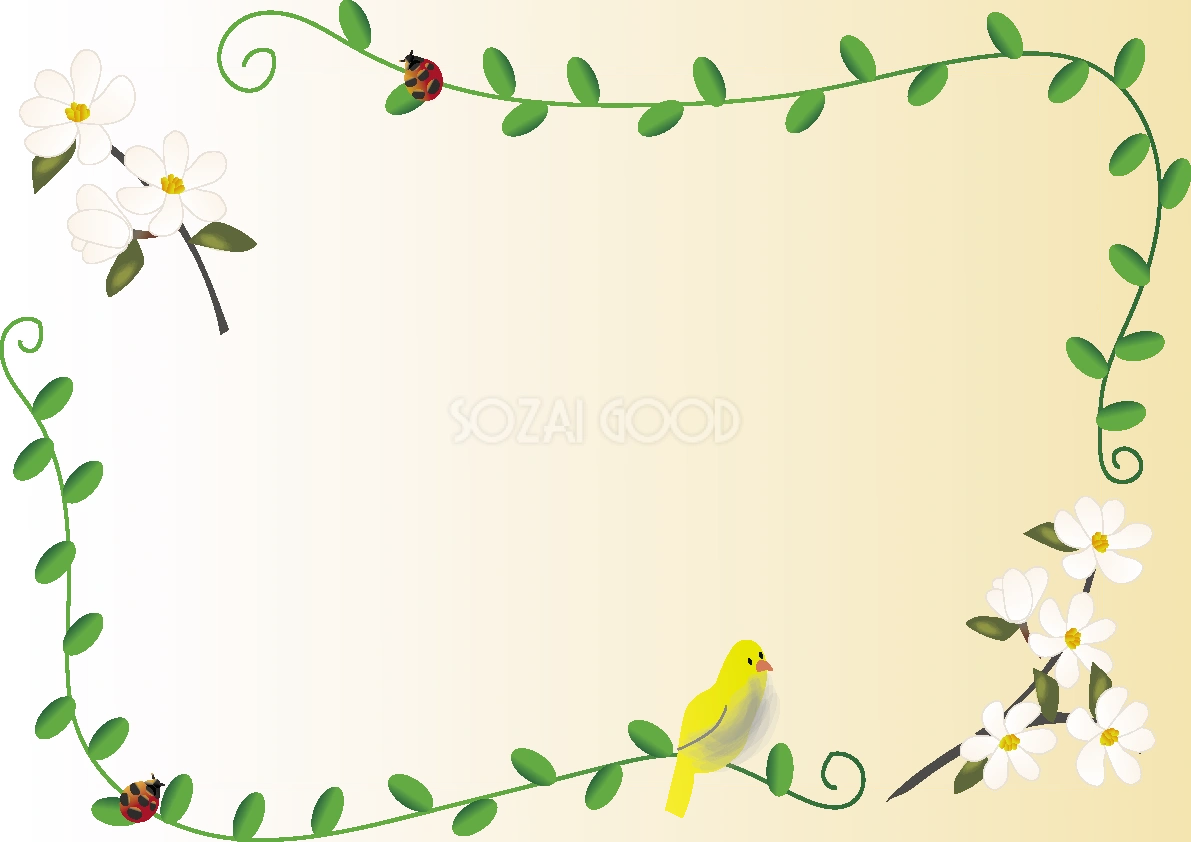 辛夷(こぶし) 春(3~4月)花フレーム無料イラスト64690