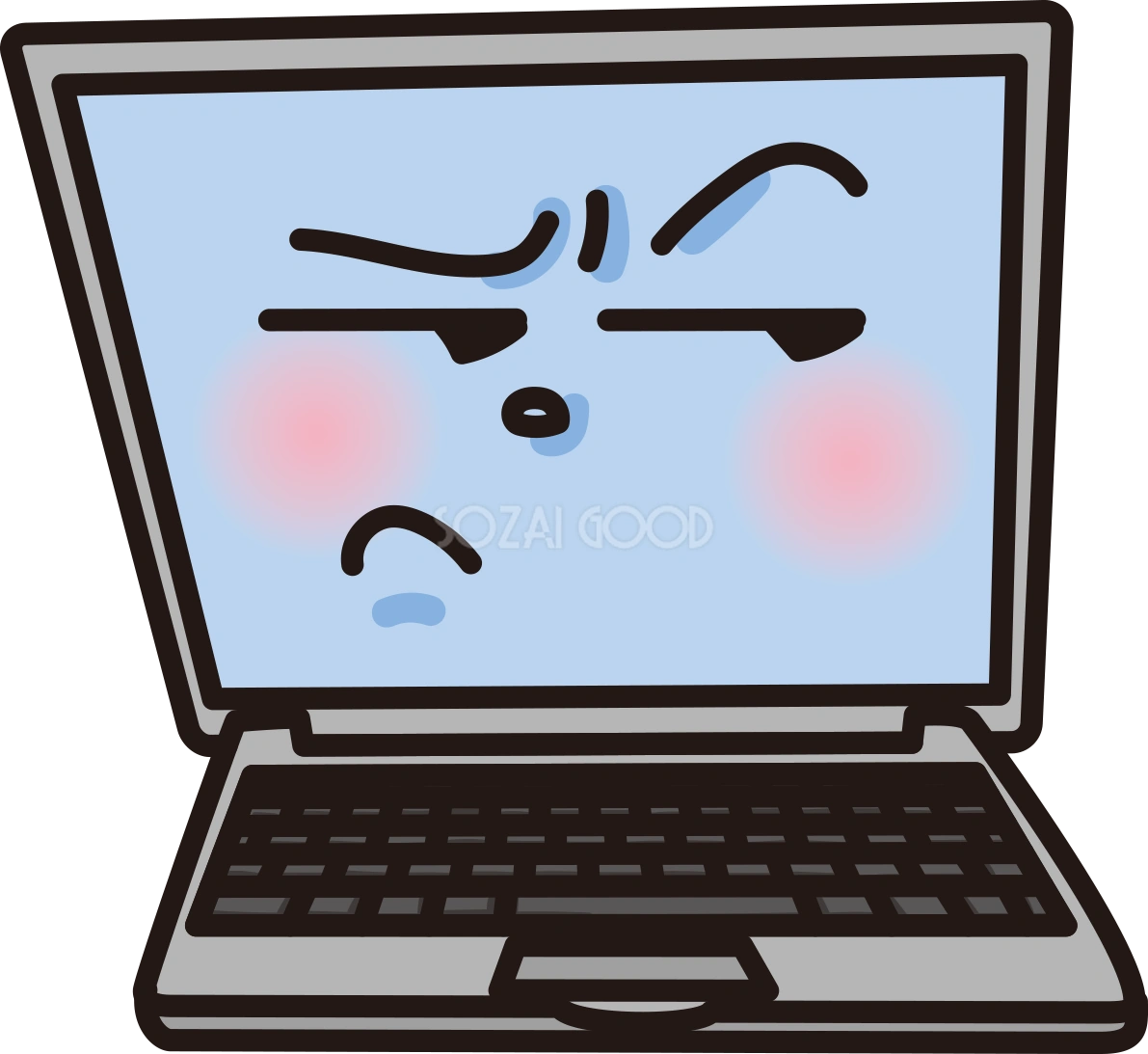 スネている顔のかわいいパソコン無料イラスト65005