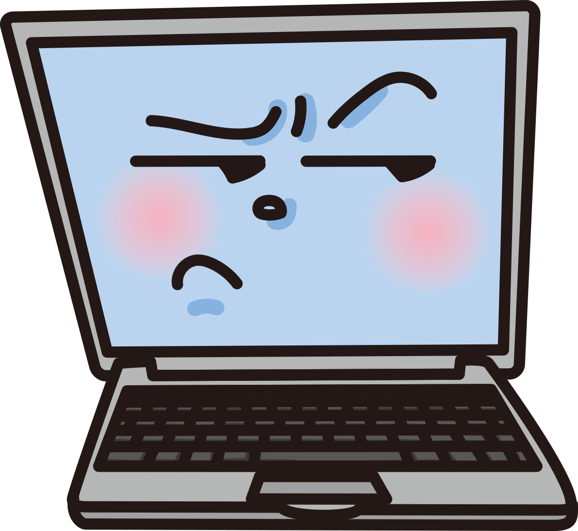 スネている顔のかわいいパソコン無料イラスト65005に写真・文字を入れる