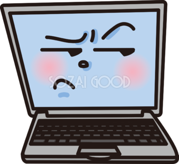 スネている顔のかわいいパソコン無料イラスト65005