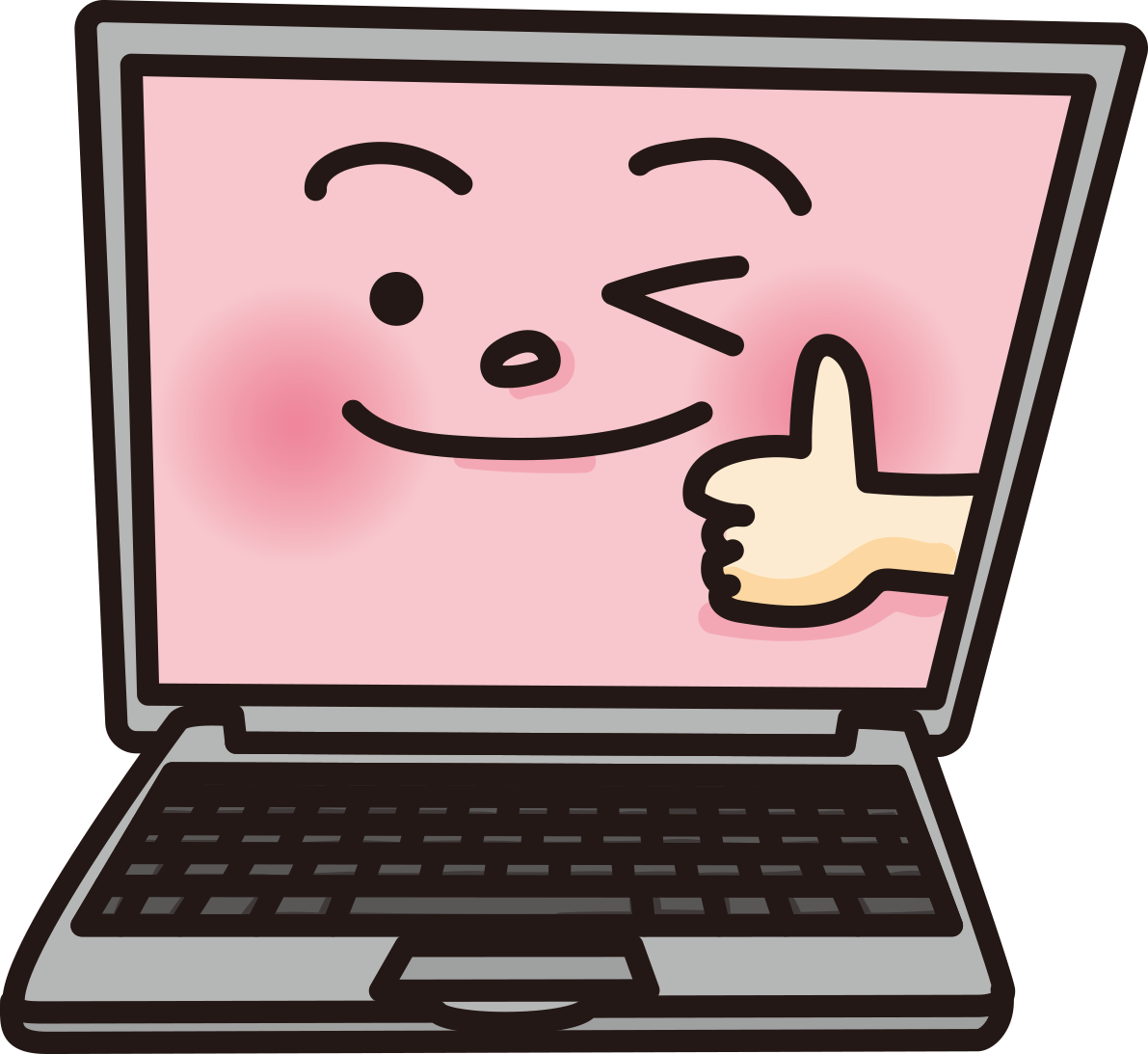 セキュリティ万全の顔のかわいいパソコン無料イラスト65009に写真・文字を入れる