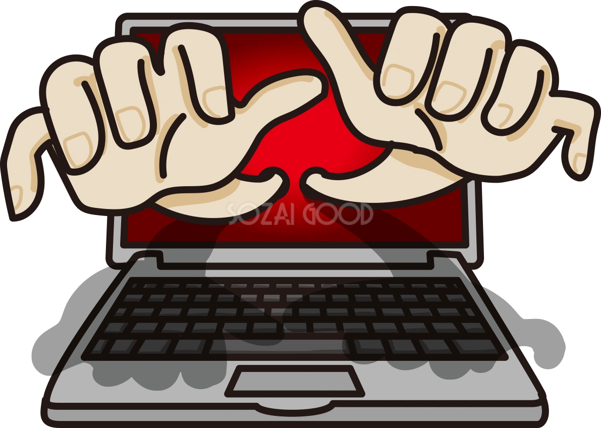 ハッカーに操作されるパソコンの無料イラスト65116