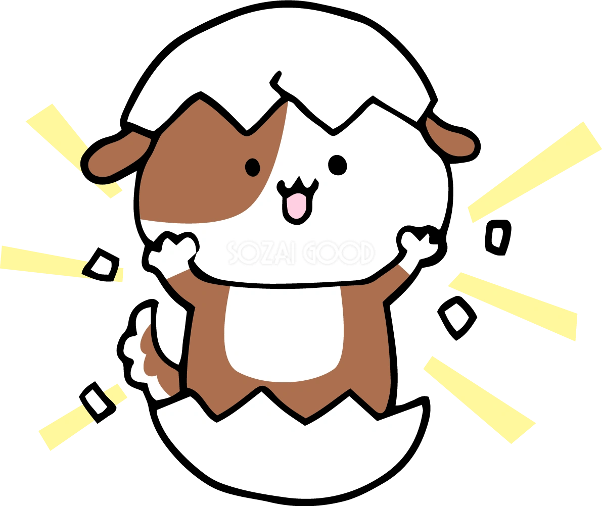 鶏の卵からかわいい子犬が生まれる2018(戌)無料イラスト65307