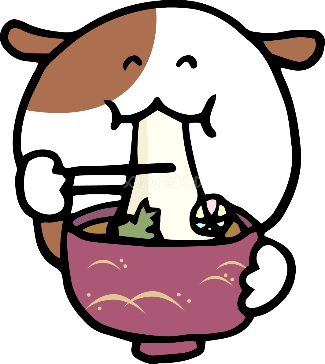 犬がおせち料理やお雑煮を食べる2018(戌)無料イラスト65328