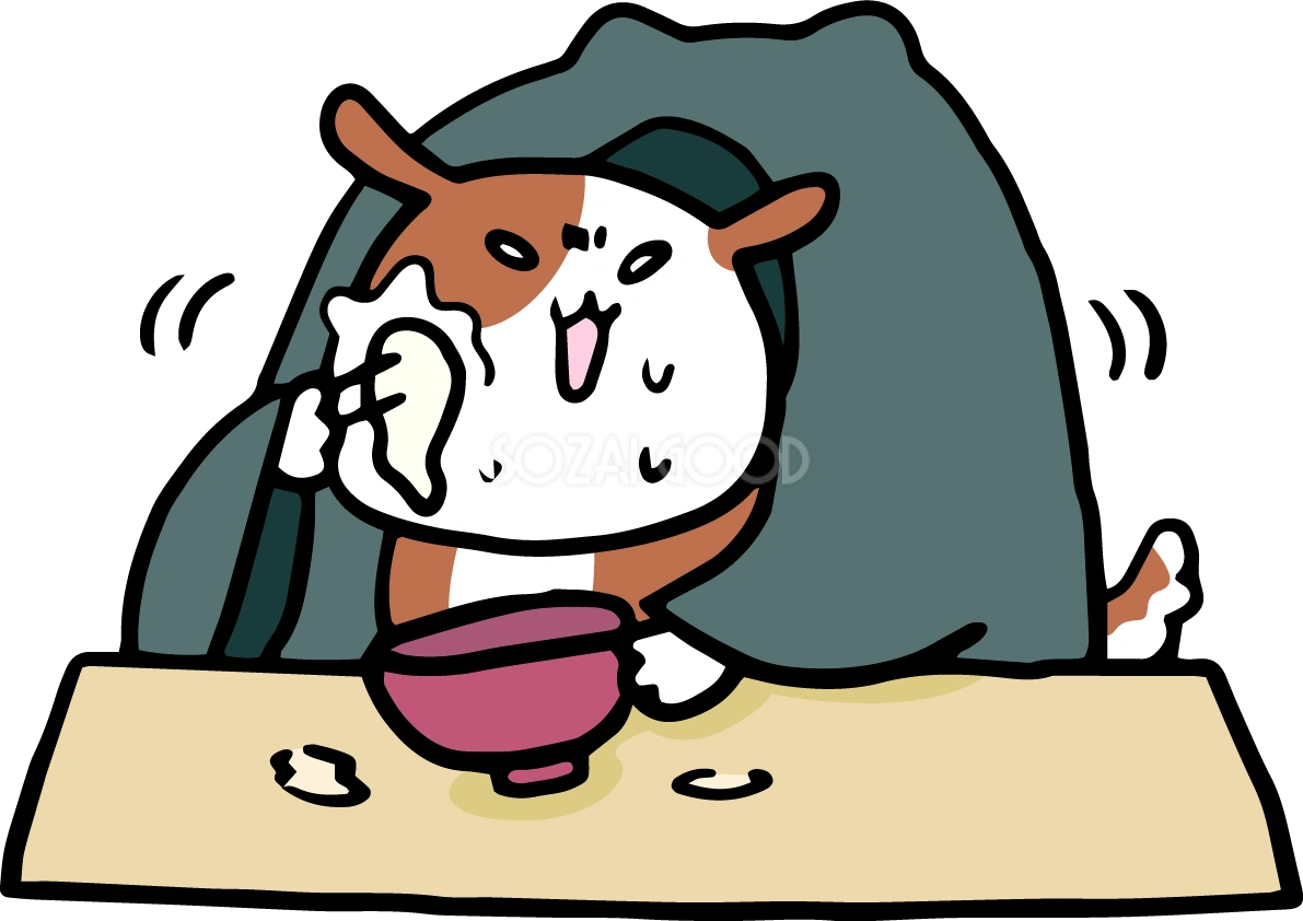 犬が二人羽織でお雑煮を食べている2018(戌)無料イラスト65361