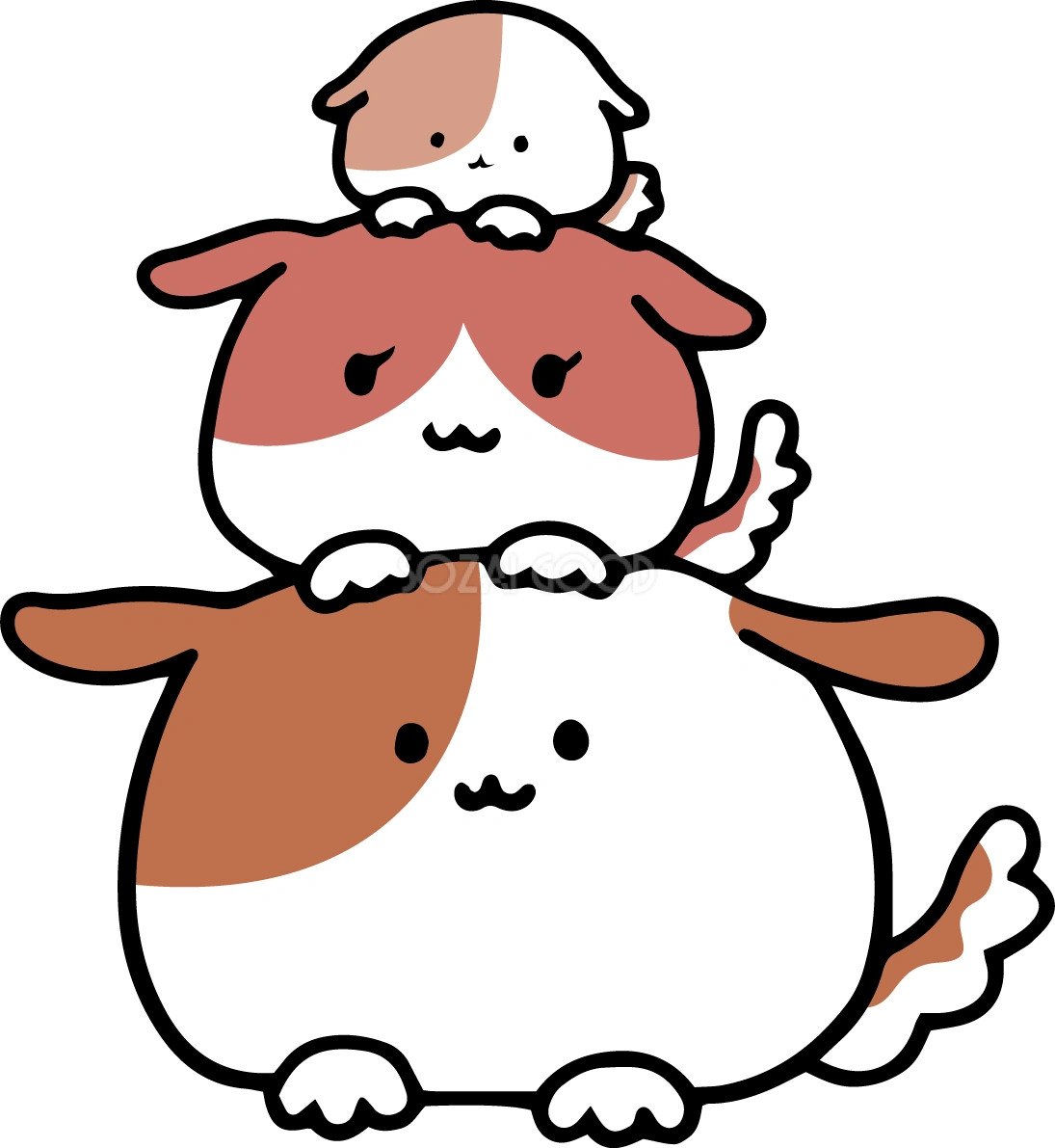 犬の鏡餅3段重2018(戌)無料イラスト65385