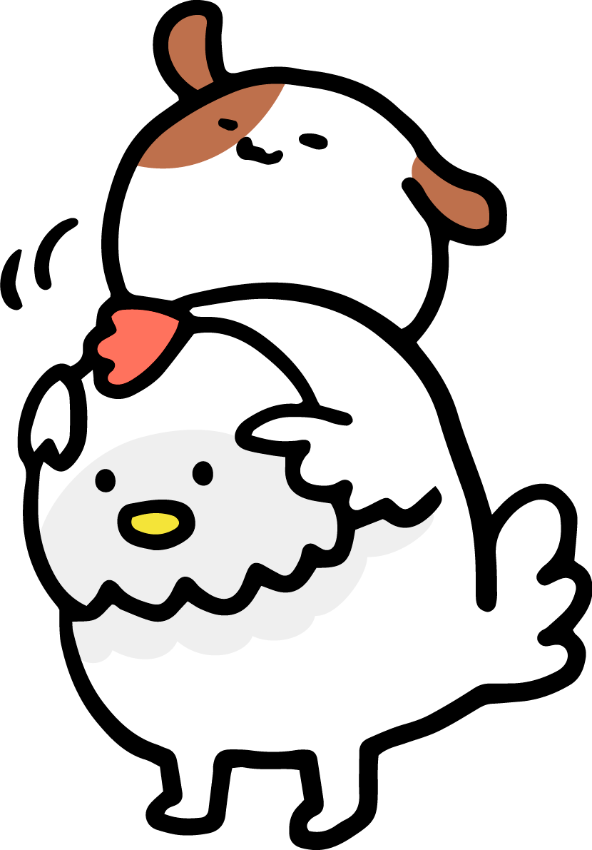 酉の着ぐるみを脱いで顔を出している犬2018(戌)無料イラスト65425に写真・文字を入れる