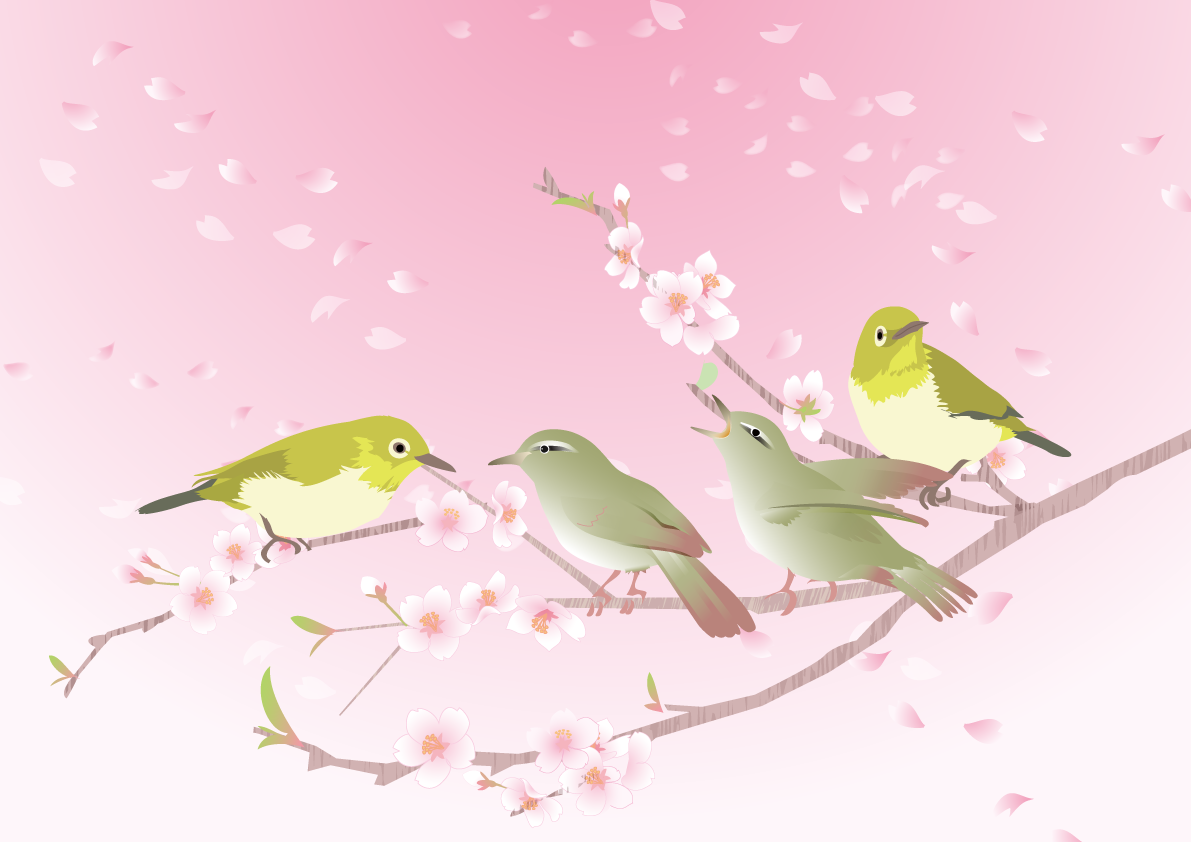 ウグイスとメジロの背景無料イラスト65562に写真・文字を入れる