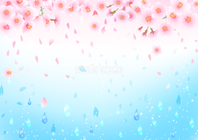 散っている桜が涙に変わる背景無料イラスト 素材good