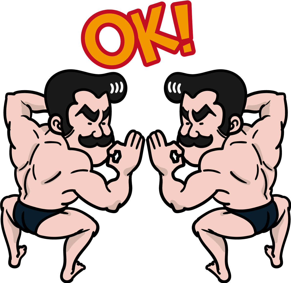 ムキムキの男たちのOK無料イラスト65663に写真・文字を入れる