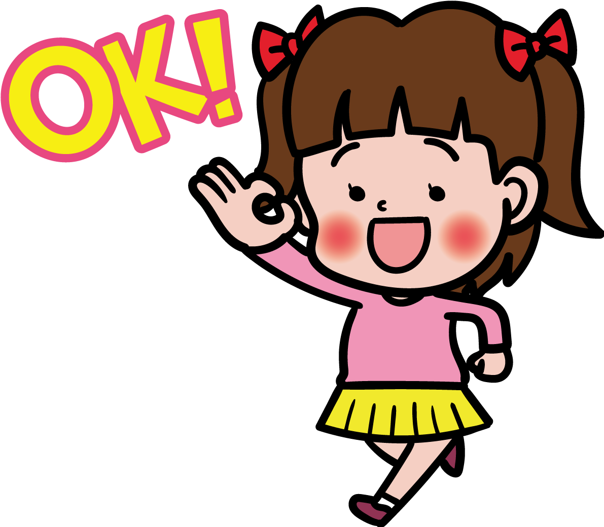 女の子（小学生）のOK無料イラスト65732に写真・文字を入れる