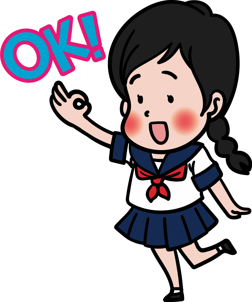 女の子（中学生）のOK無料イラスト65736に写真・文字を入れる