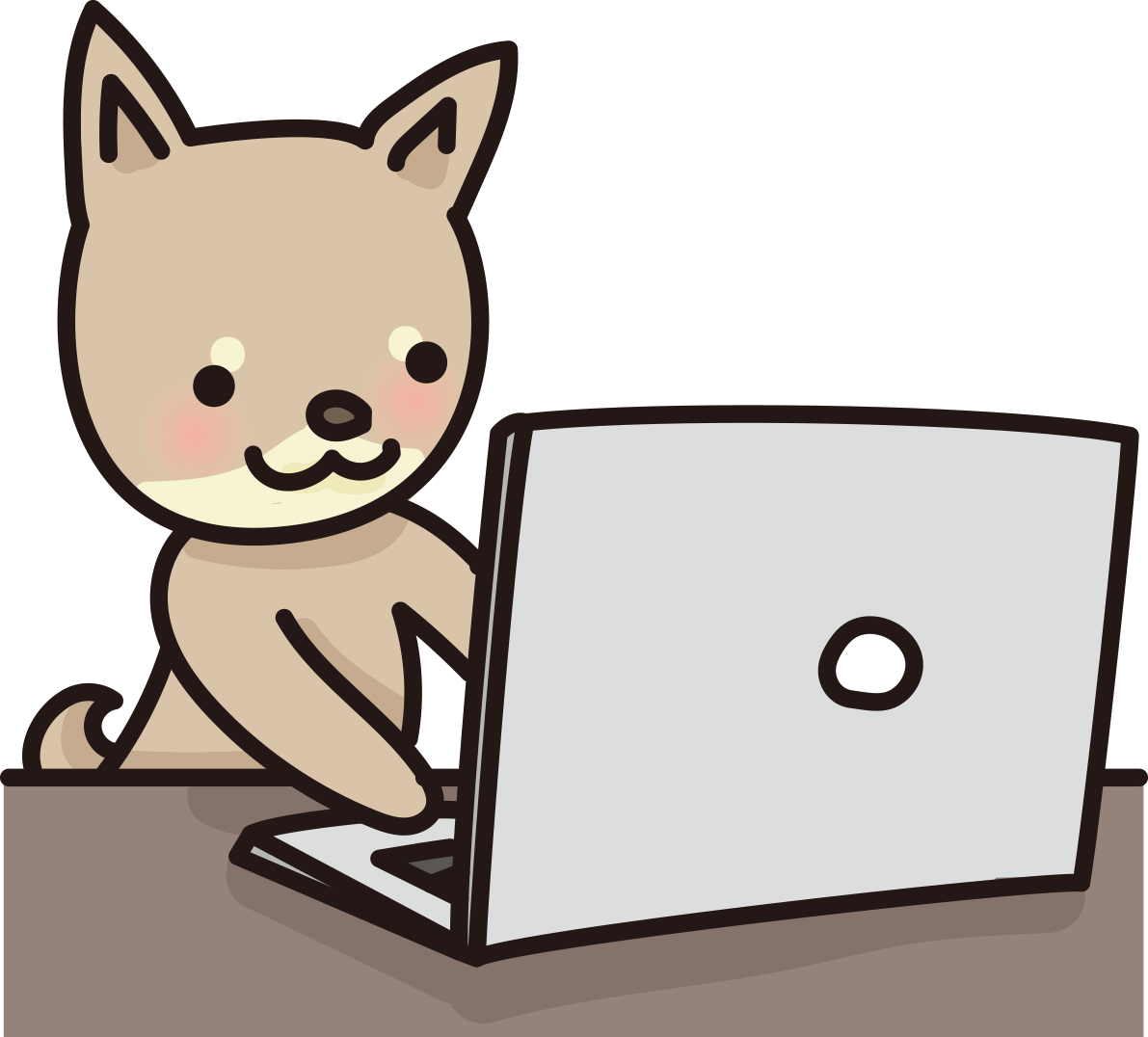 柴犬がパソコンで文字打ちするかわいい無料イラスト65845に写真・文字を入れる