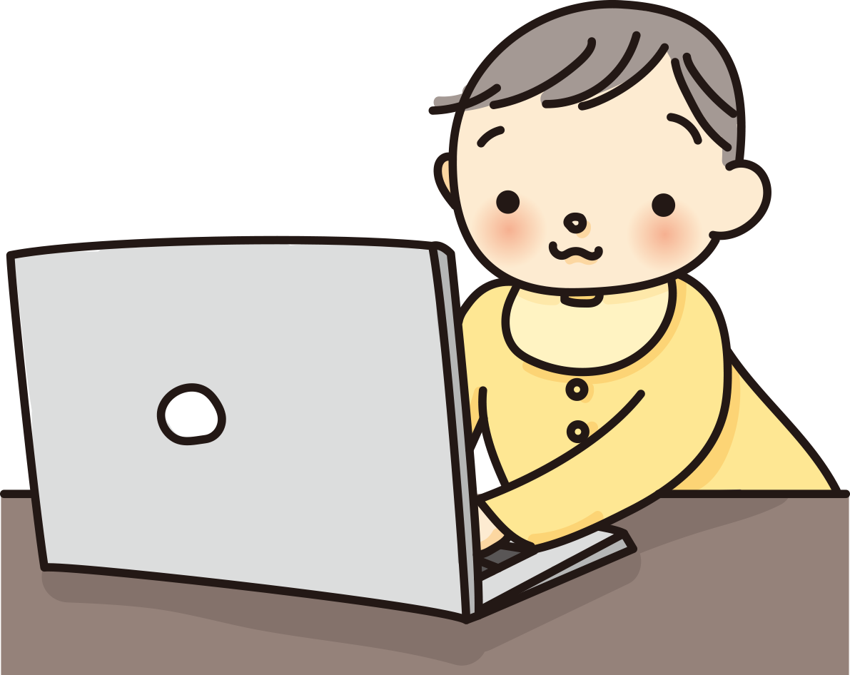赤ちゃんがパソコンで文字打ちするかわいい無料イラスト65873に写真・文字を入れる