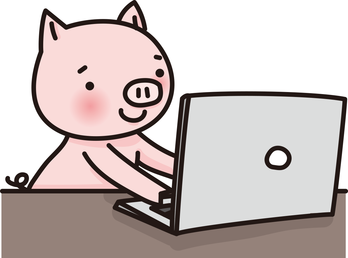 豚がパソコンで文字打ちするかわいい無料イラスト65890に写真・文字を入れる