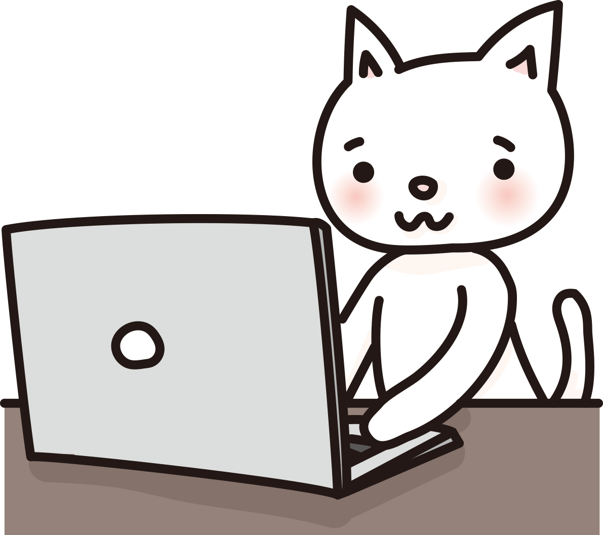 猫がパソコンで文字打ちするかわいい無料イラスト65894に写真・文字を入れる