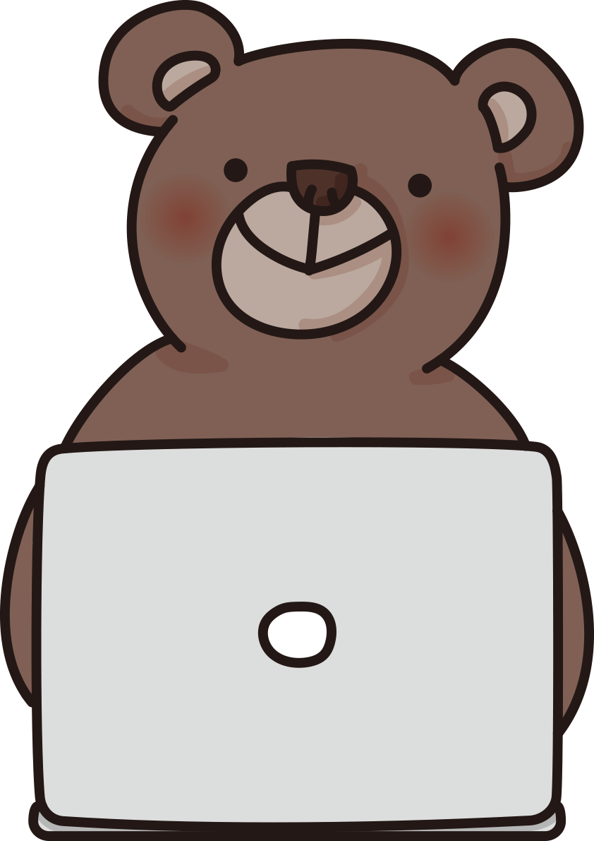 クマがパソコンで文字打ちするかわいい無料イラスト65950に写真・文字を入れる
