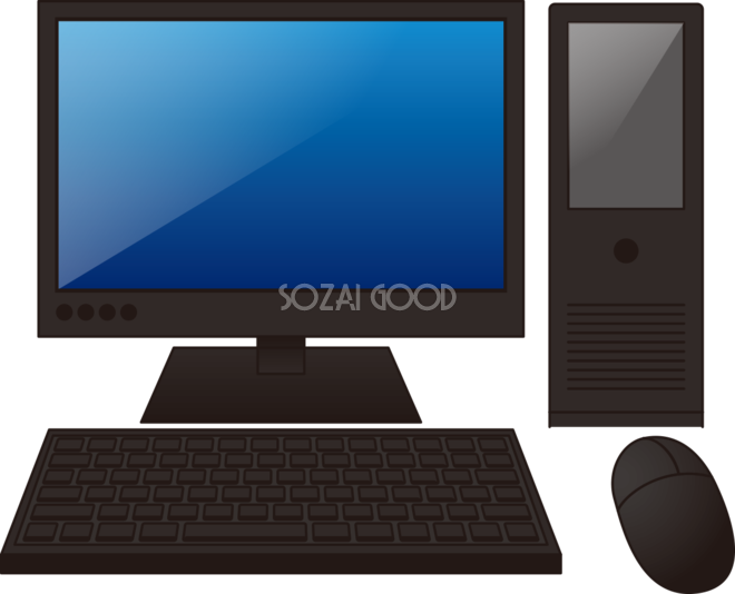 デスクトップパソコンの無料イラスト 正面向き 素材good