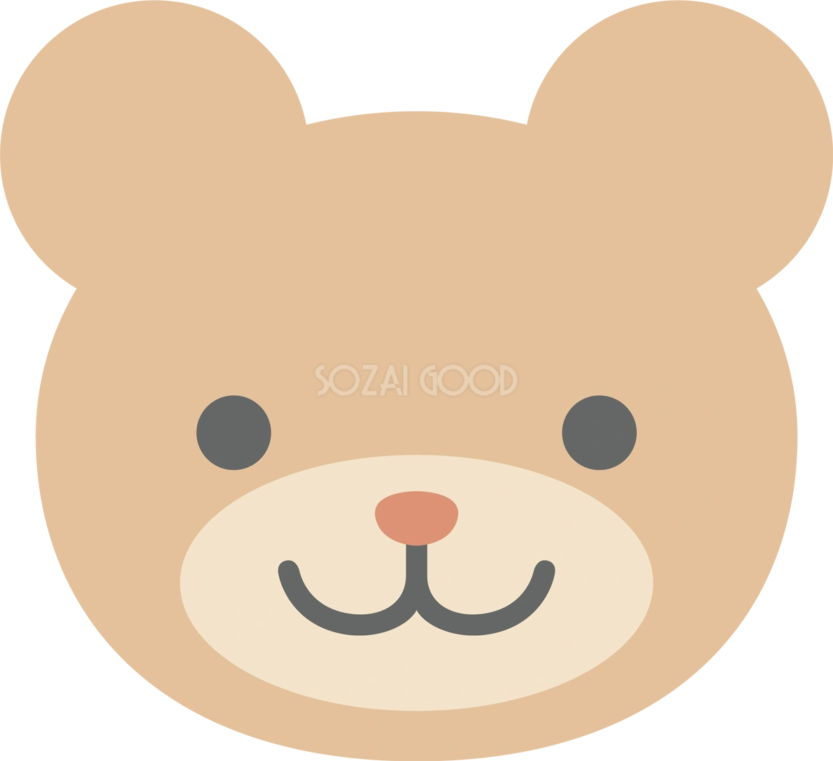 かわいいクマ(顔だけお面にも使える)無料イラスト66409