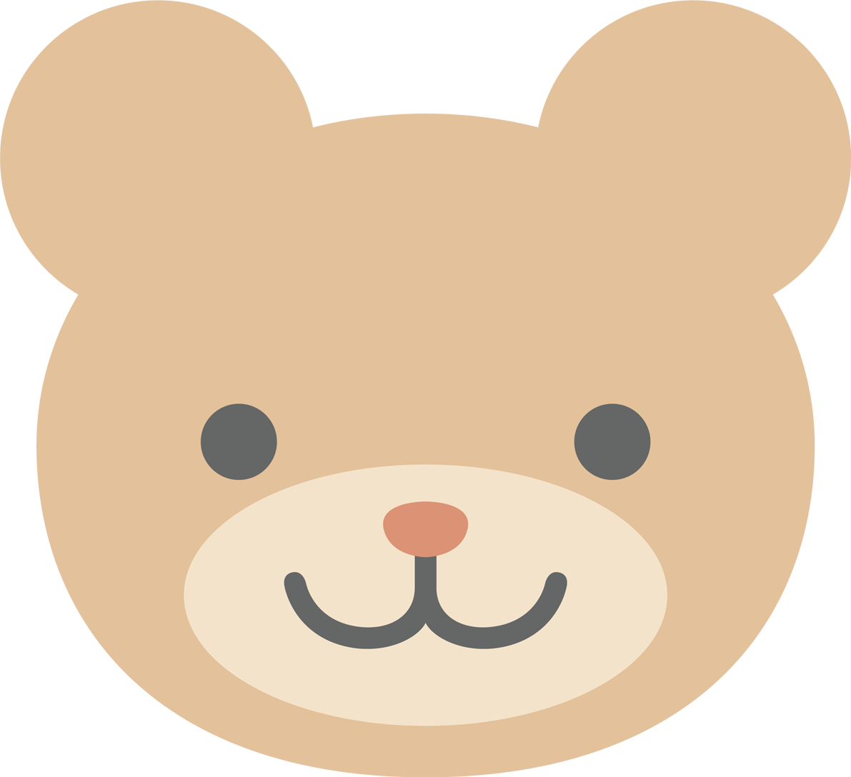 かわいいクマ（顔だけお面にも使える）無料イラスト66409に写真・文字を入れる