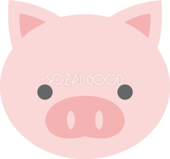かわいい豚（顔だけお面にも使える）無料イラスト66453