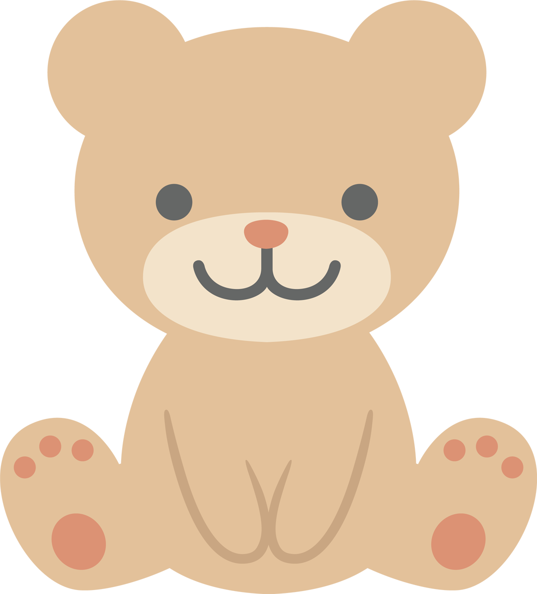 クマ（かわいいポーズ）無料イラスト66461に写真・文字を入れる