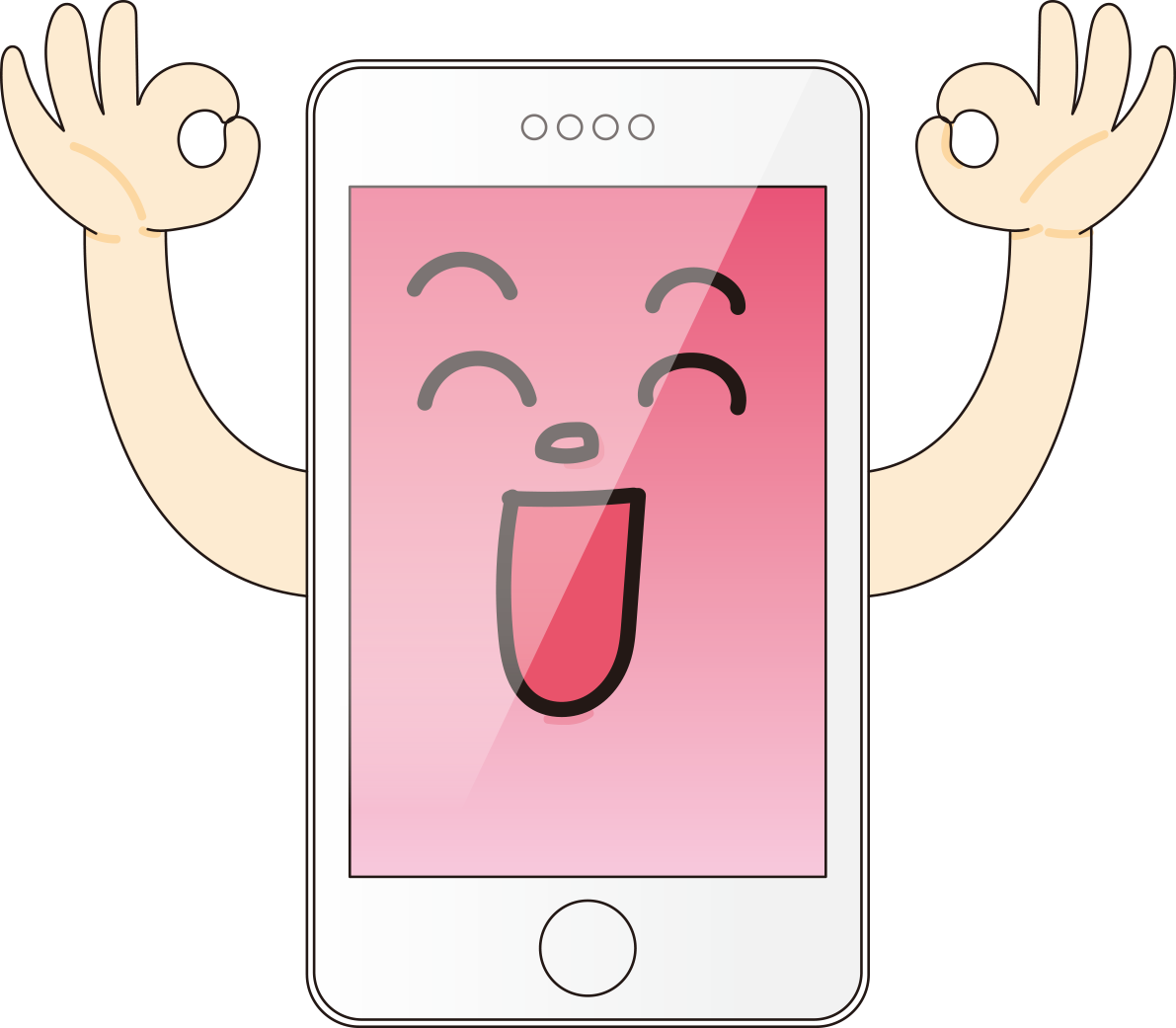 OKポーズのスマホ無料イラスト66636に写真・文字を入れる