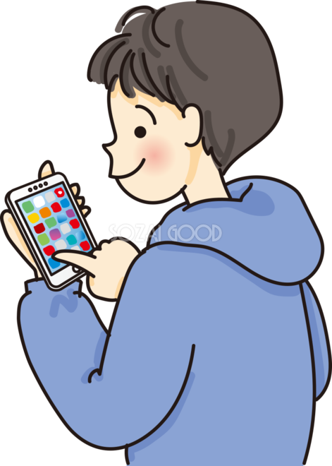 子供がスマホを指でタップするスマホ無料イラスト66704 素材good