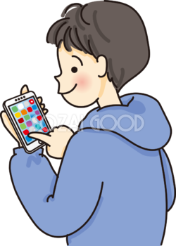 子供がスマホを指でタップするスマホ無料イラスト66704 素材good