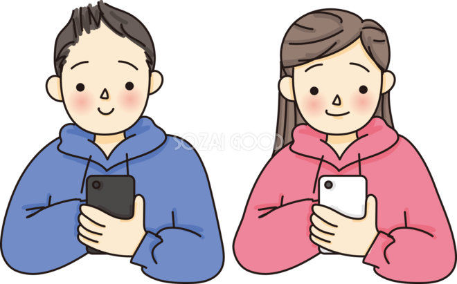 若者がスマホを扱う無料イラスト667 素材good