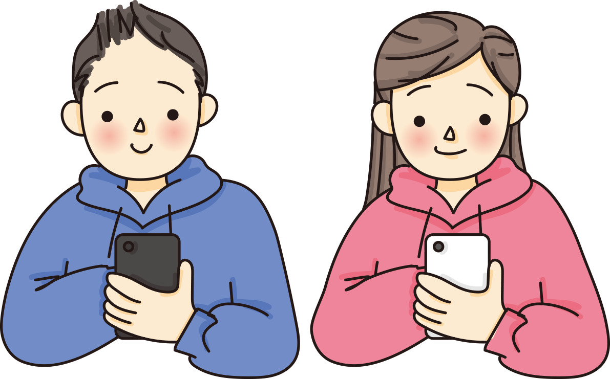 若者がスマホを扱う無料イラスト66720に写真・文字を入れる
