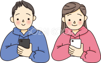 若者がスマホを扱う無料イラスト667 素材good